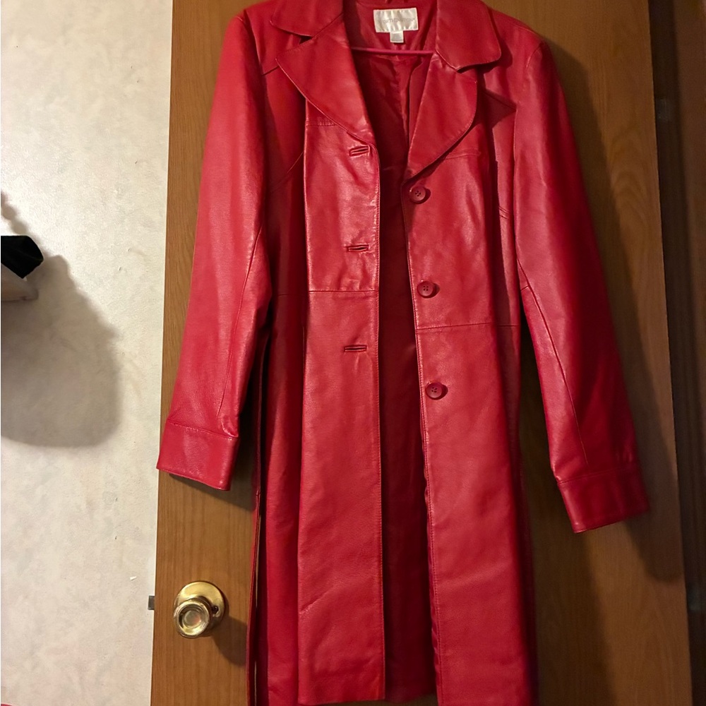 Chic Red Leather Jacket for Women